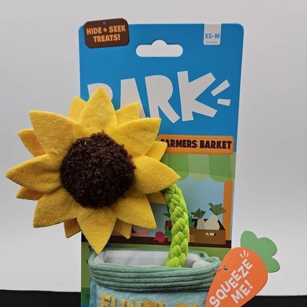 Bark Box Farmers Barket Market Funflower Seed Dog Squeak Chew Toy XS-M Sunflower